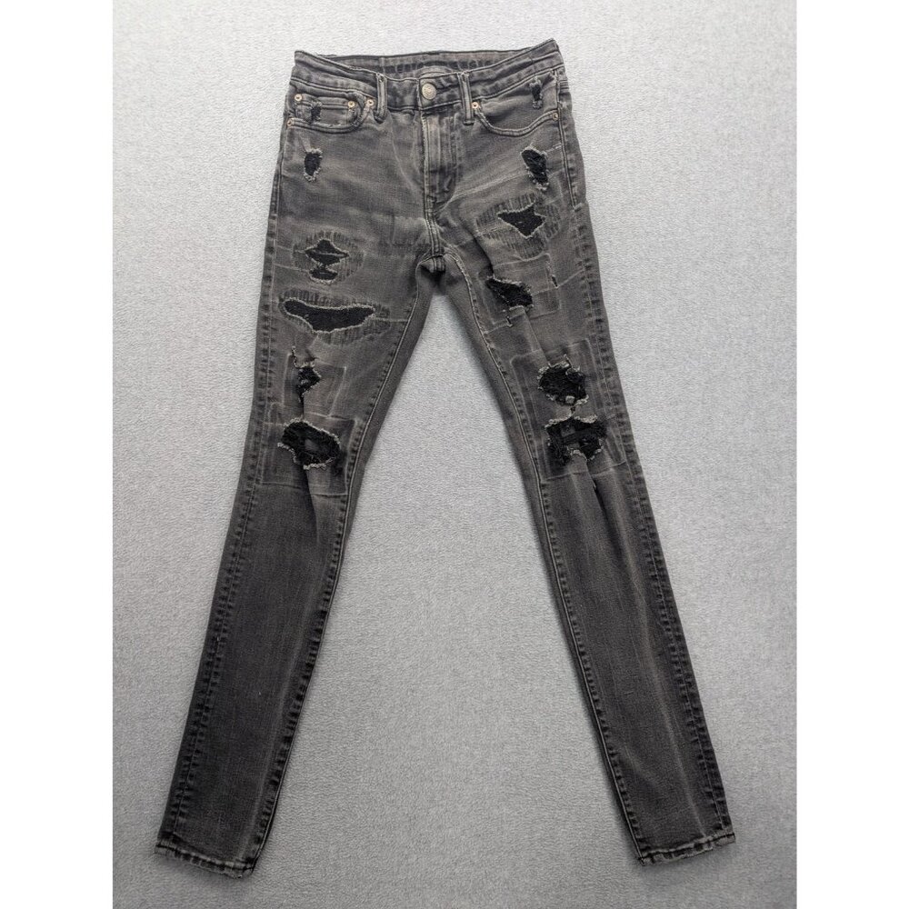 American Eagle Jeans Mens 29x30 Gray Next Level Flex Stacked Skinny Distressed